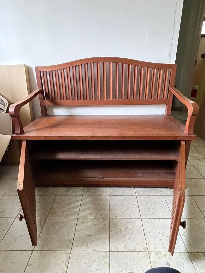 Burmese Teak Wooden Bench, Furniture & Home Living, Furniture, Chairs on Carousell