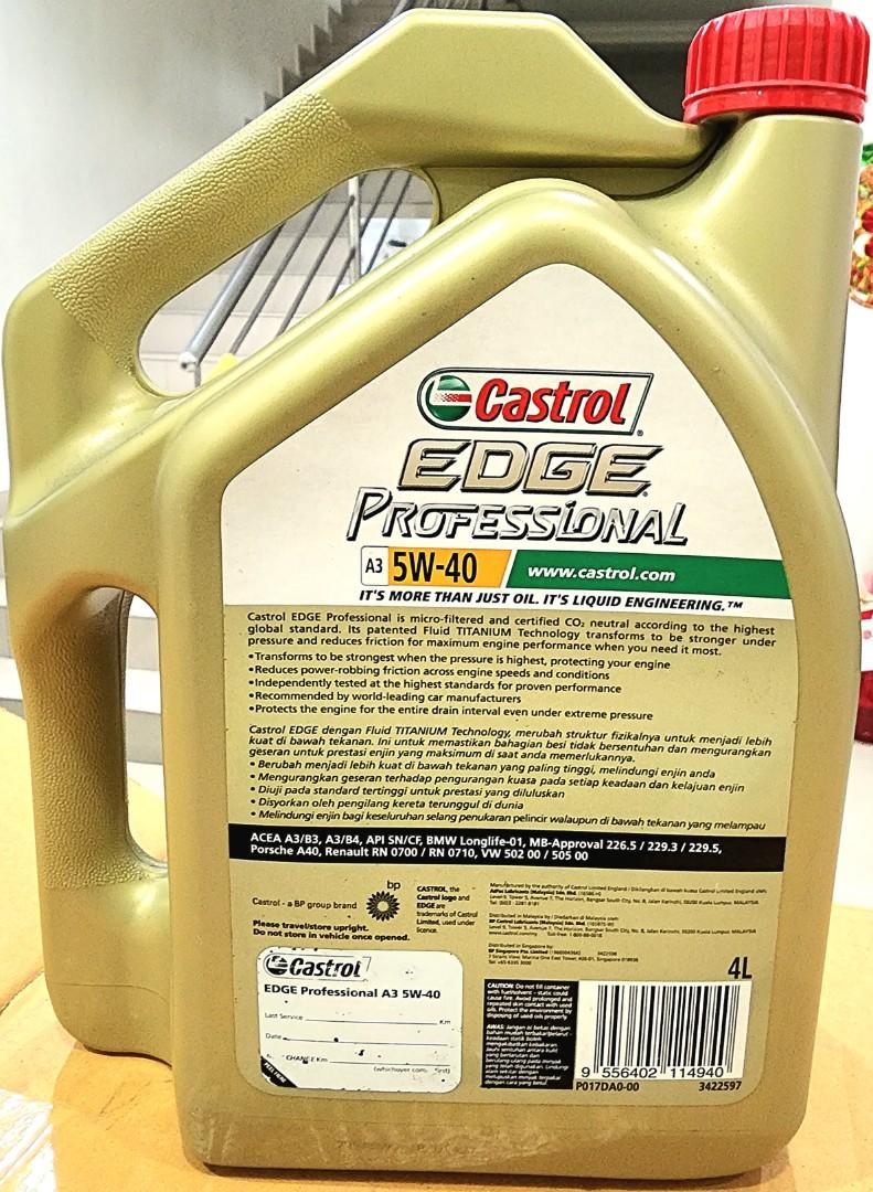 Castrol Edge Professional Engine Oil Advanced Fully Synthetic 5W-40 ...