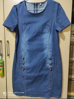 Casual Soft Denim Puffed Sleeved Dress