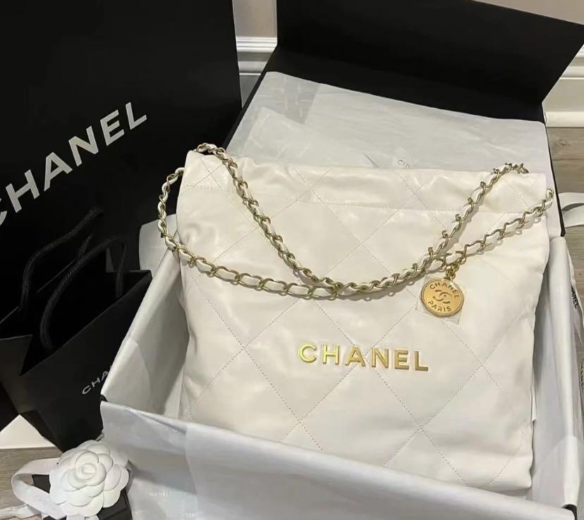 Chanel 22 Small Hobo Bag in Black Shiny Calfskin and AGHW