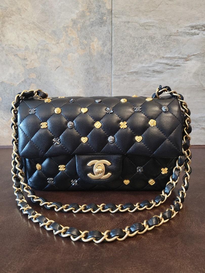 Chanel Classic Flap 2.55 Reissue Runway Rare Swarovski Lucky Charms Black  Bag For Sale at 1stDibs
