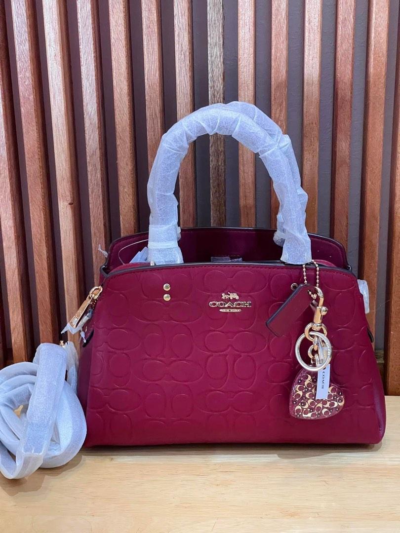 Coach Mini Lillie Carryall Debossed Cherry Red