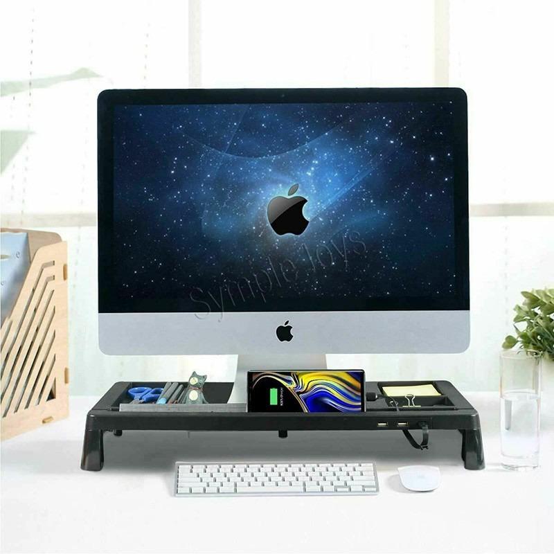 Computer Monitor Stand Riser with 3 USB Ports Ergonomic Desk Organizer ...