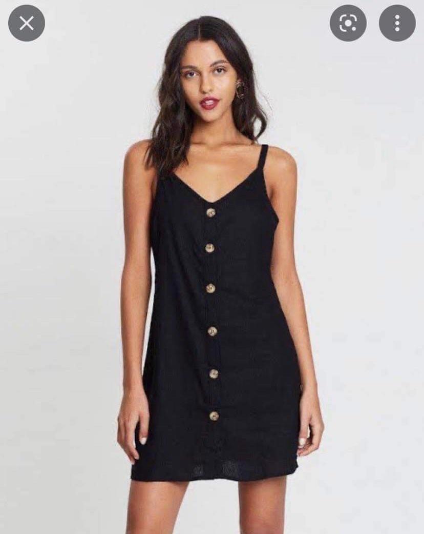 Cotton on button down linen blend black dress