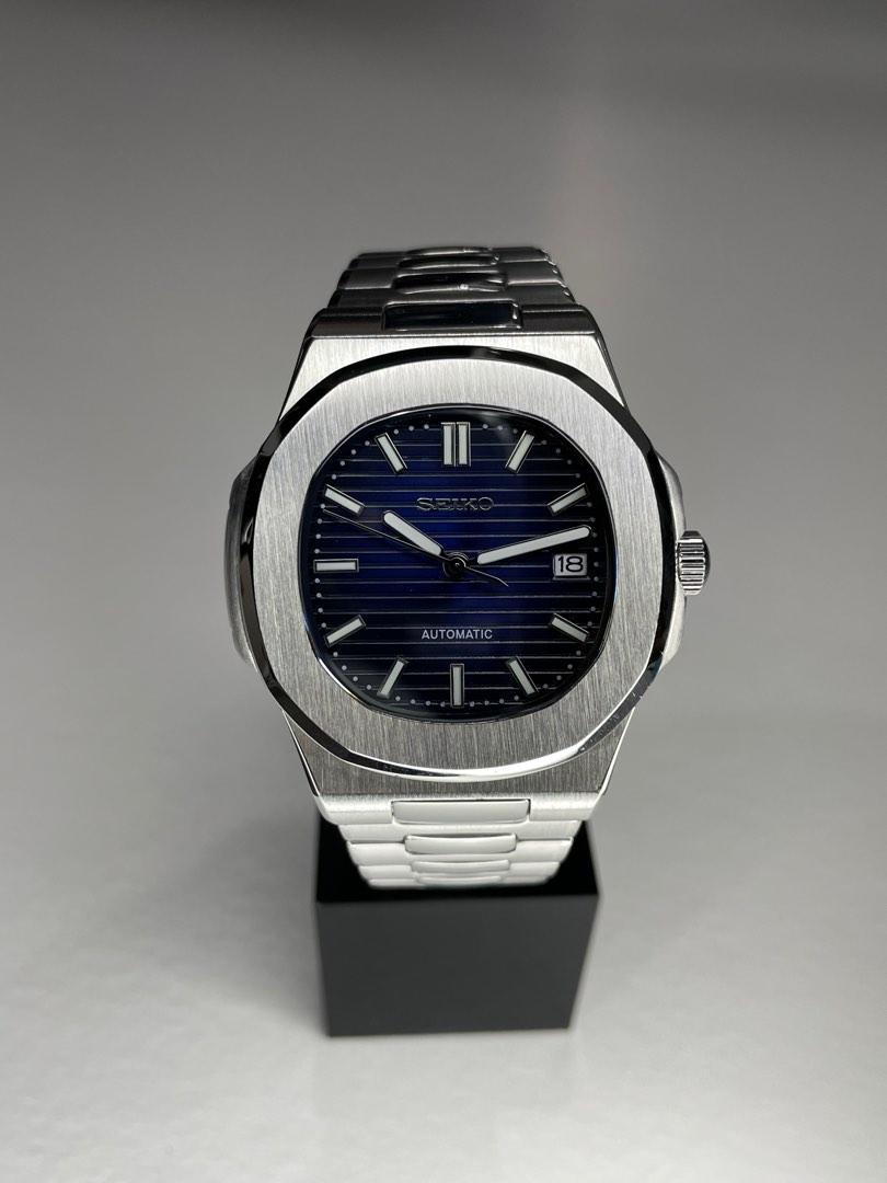 Custom Seiko Mod Black-Blue Nautilus, Men's Fashion, Watches & Accessories,  Watches on Carousell