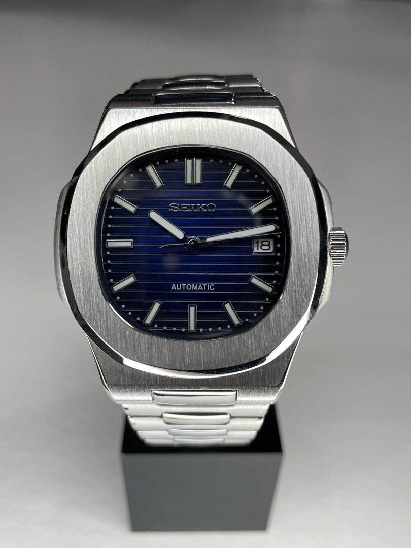 Custom Seiko Mod Black-Blue Nautilus, Men's Fashion, Watches & Accessories,  Watches on Carousell