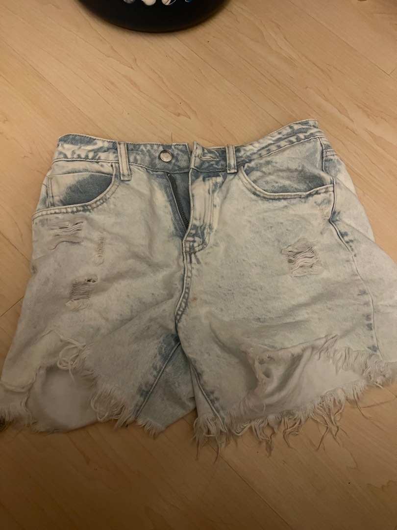 Denim white washed shorts Women s Fashion Bottoms Shorts on