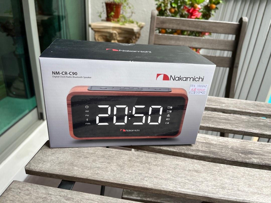Nakamichi C90 Digital Clock, Bluetooth FM Clock Radio Retro (Walnut