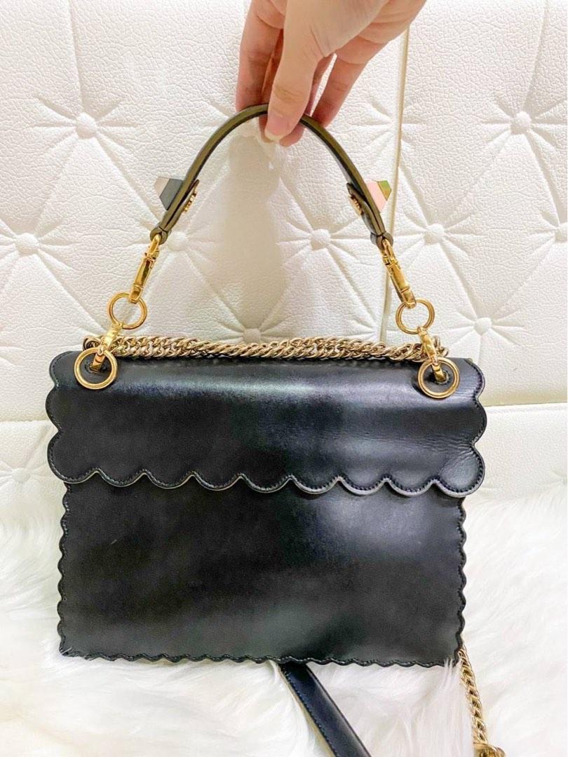 Authentic Fendi Kan I Medium (Category: Luxury Bags & Wallets) located in Quezon City. Submitted by rossi_123 (Listing ID 1186918083, Image 2). Description: Fendi Kan I Medium Black Calf Leather No inclusions Will provide generic dust bag Length 27.5cm Height 20cm Width 12cm Strap drop (single chain) approx 50cm Strap drop (double chain) approx 29cm Hand strap drop approx 16cm Please message for more photos. Meet up in Alabang to view in person. 