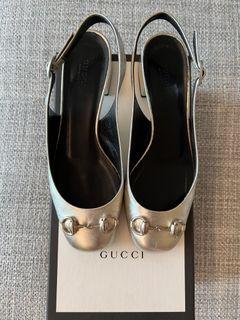 Gucci silver sling back pumps