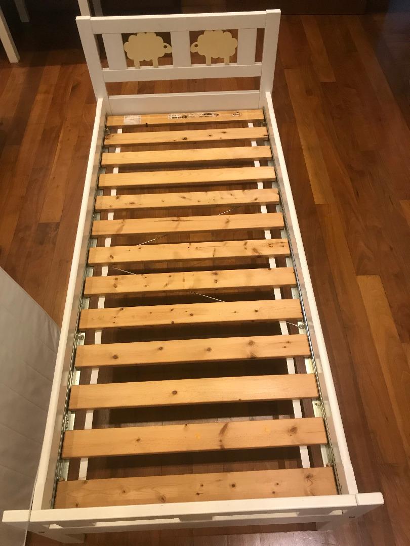 Ikea KRITTER Bed frame with slatted bed base, white, with mattress