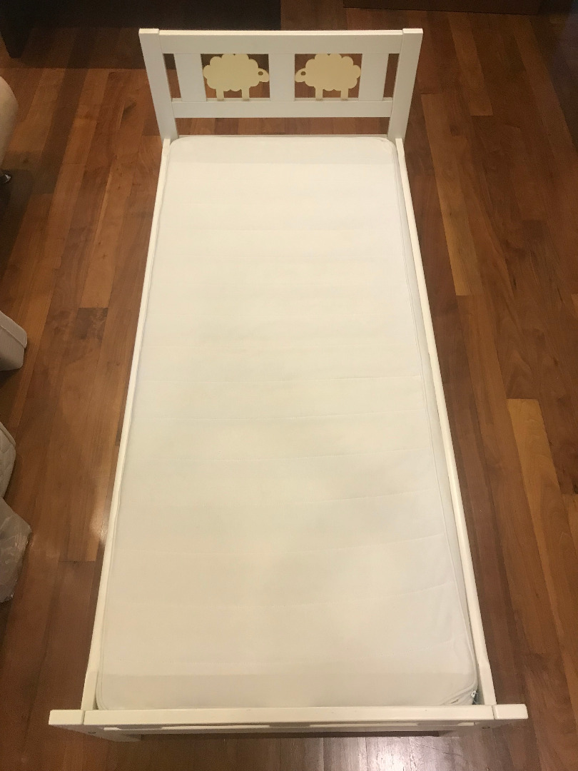 Ikea KRITTER Bed frame with slatted bed base, white, with mattress