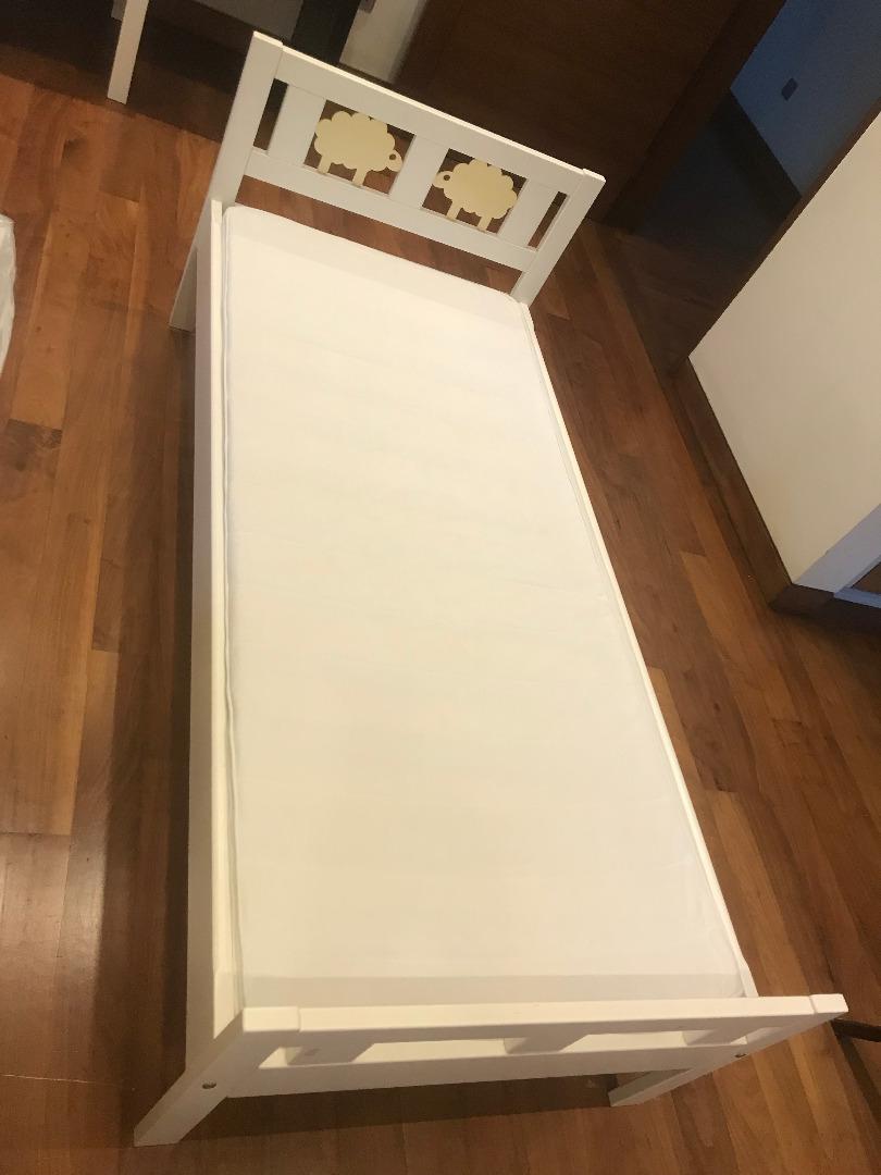 Ikea KRITTER Bed frame with slatted bed base, white, with mattress