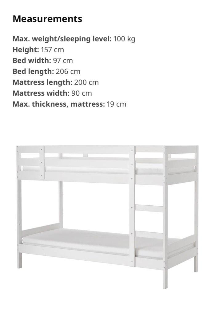 IKEA MYDAL Bunk Bed wooden frame white, Furniture & Home Living