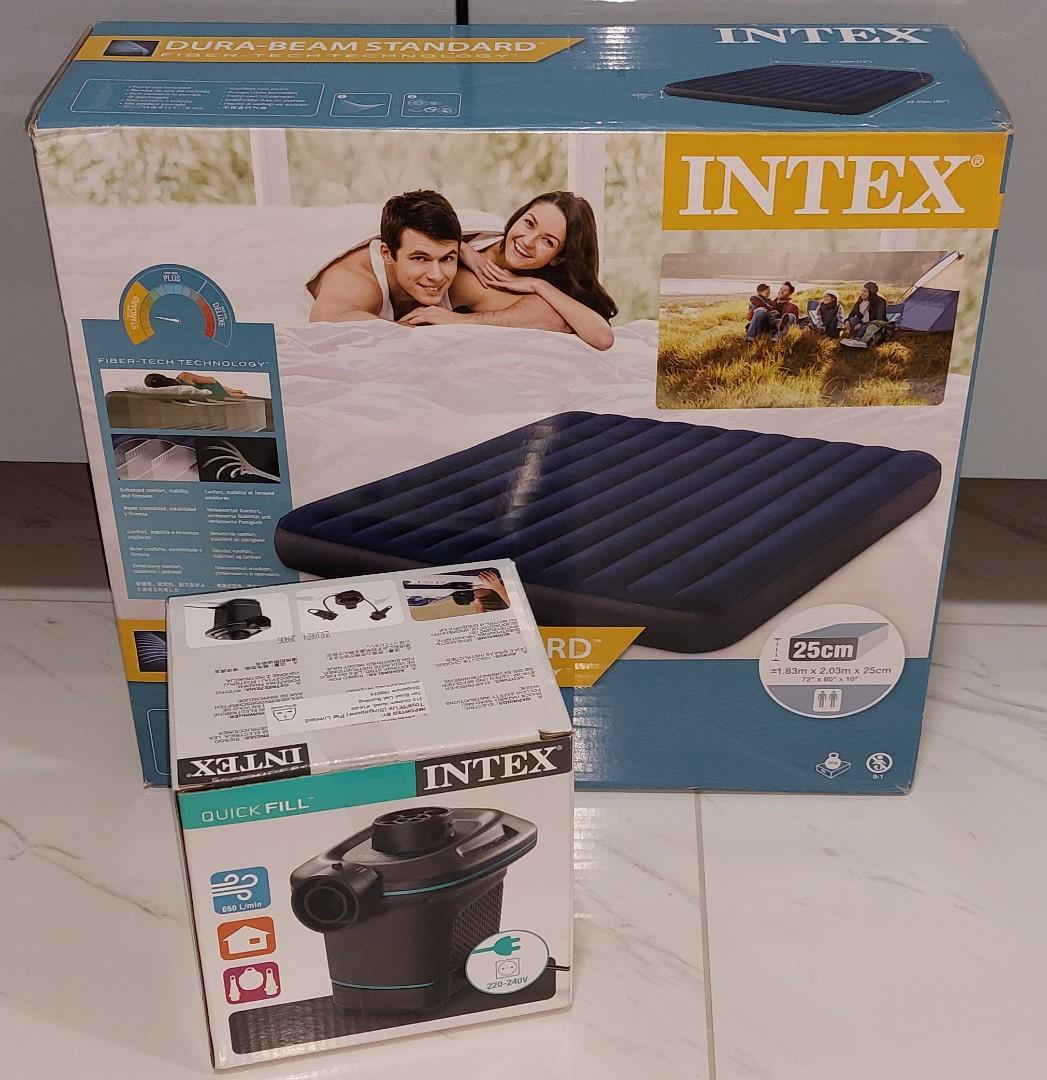 Intex King Size Air Bed + Air Pump, Furniture & Home Living, Furniture