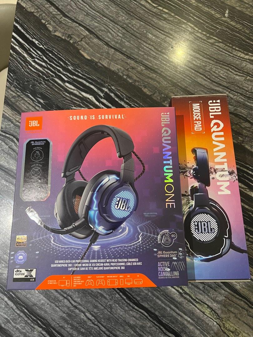 JBL by Harman Quantum One Headphones + Free Quantum Mousepad (Category: Headphones & Headsets) located in Quezon City. Submitted by at883 (Listing ID 1187039417, Image 1). Description: Originally Priced at Php13,799.00 >USB Type-A and C Wired Over-Ear Professional Gaming Headset >With Head Tracking Enhanced QuantumSphere 360 for In-game Immersion and Life-like Sound >Active Noise Cancelling >Detachable Microphone >Volume Knob Control >Light-Up Fe