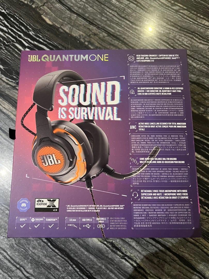 JBL by Harman Quantum One Headphones + Free Quantum Mousepad (Category: Headphones & Headsets) located in Quezon City. Submitted by at883 (Listing ID 1187039417, Image 2). Description: Originally Priced at Php13,799.00 >USB Type-A and C Wired Over-Ear Professional Gaming Headset >With Head Tracking Enhanced QuantumSphere 360 for In-game Immersion and Life-like Sound >Active Noise Cancelling >Detachable Microphone >Volume Knob Control >Light-Up Fe