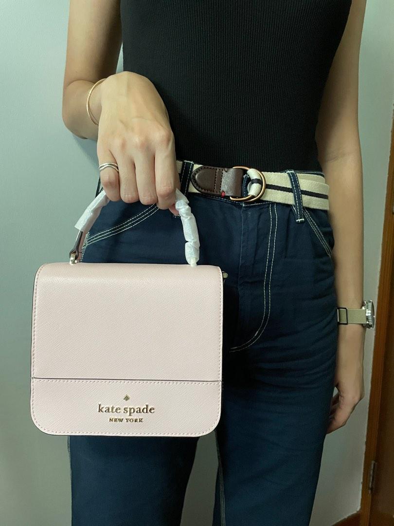 kate spade, Bags, Kate Spade Staci Saffiano Small Half Moon Shoulder  Crossbody Bag Chalk Pink