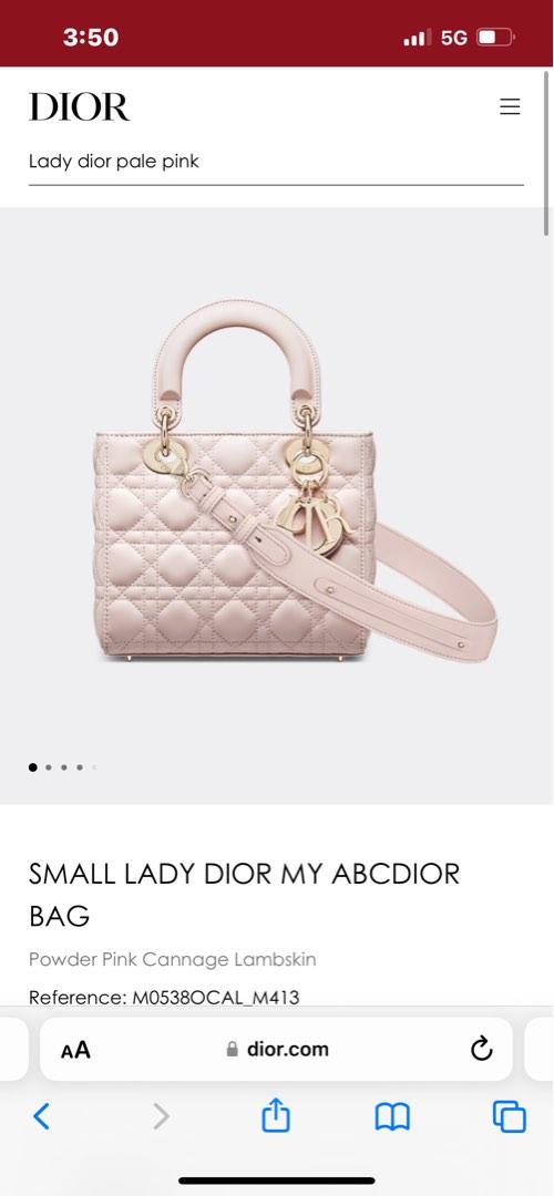 Small Lady Dior My ABCDior Bag Powder Pink Cannage Lambskin