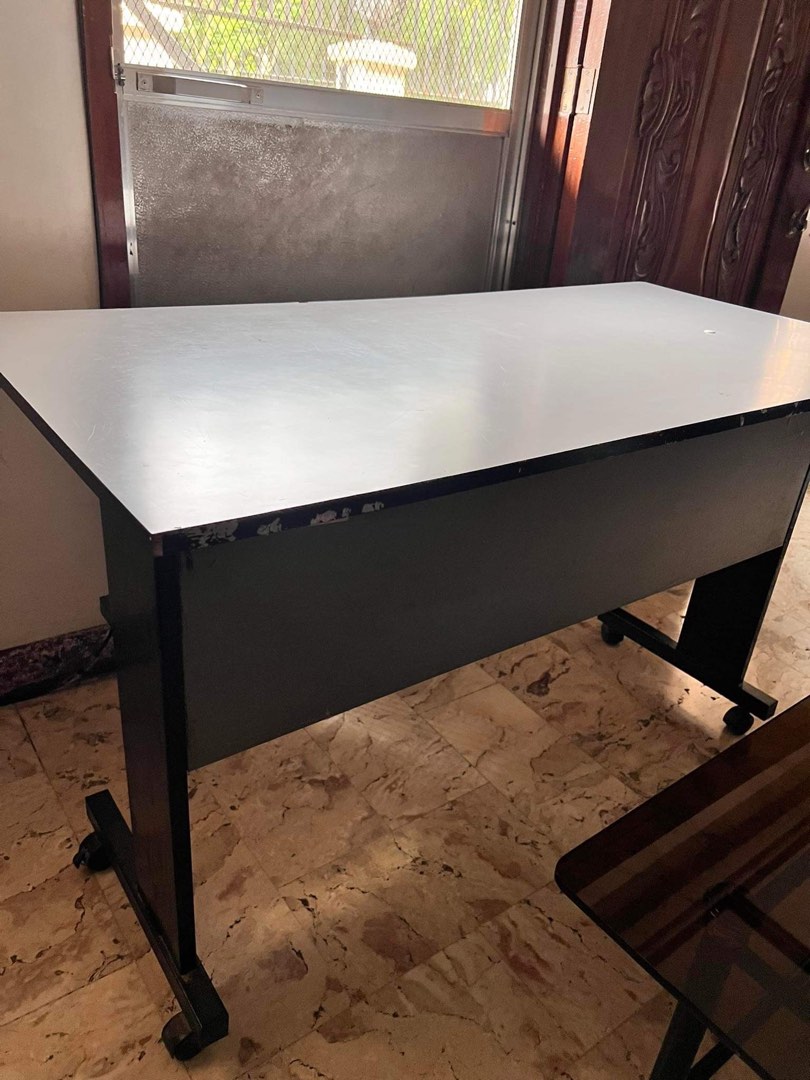 Long computer table w/drawers, Furniture & Home Living, Furniture