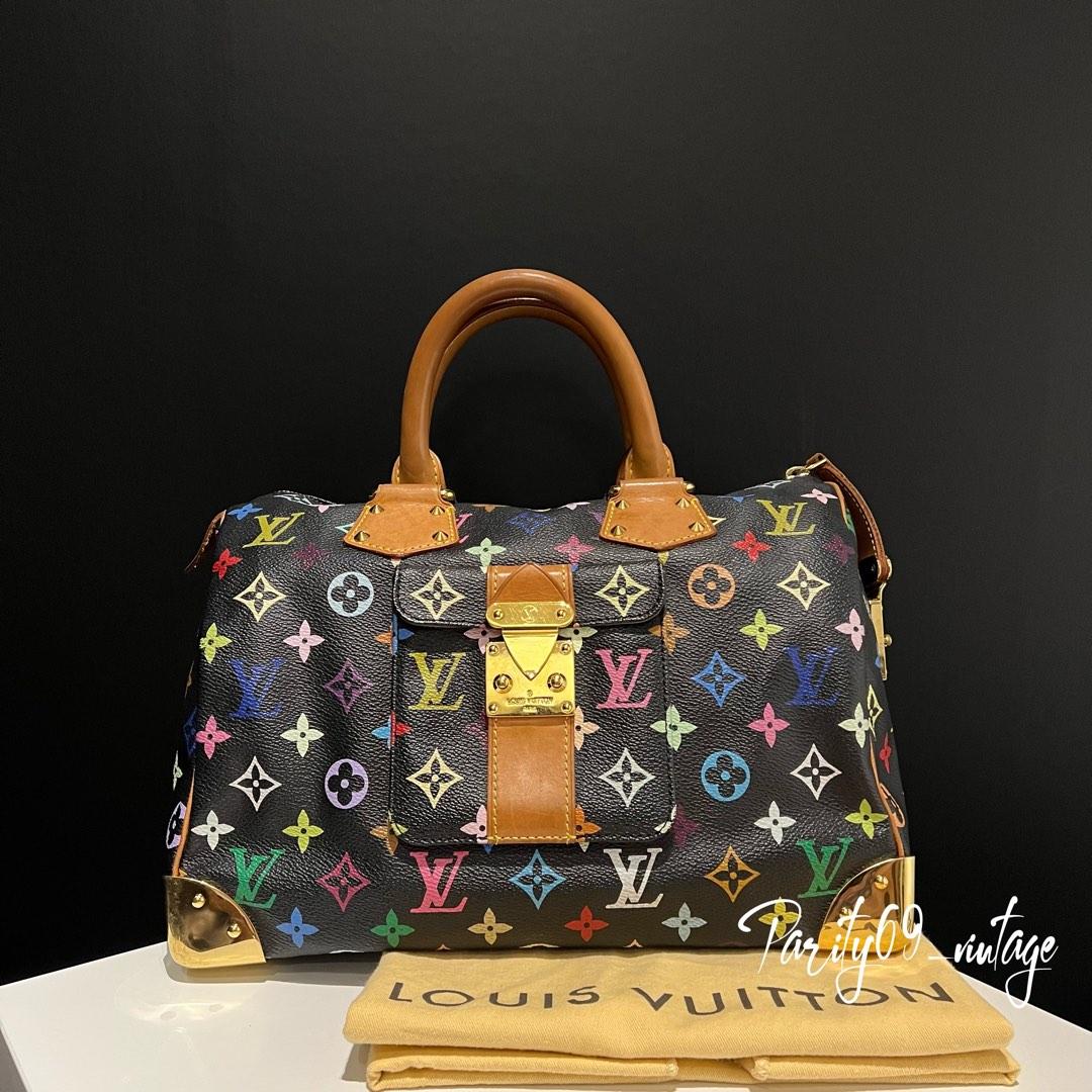 Authentic LOUIS VUITTON Monogram Multicolor Speedy 30 Black M92642 LV