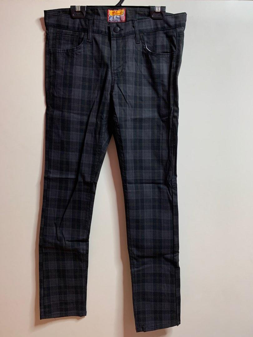 Checkered slim pants shop
