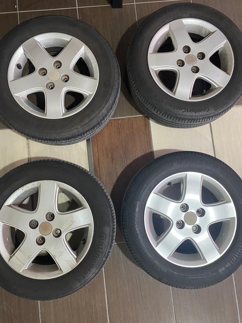 Myvi 1st Gen Original Rim + Tayar 175/65/14, Auto Accessories on Carousell