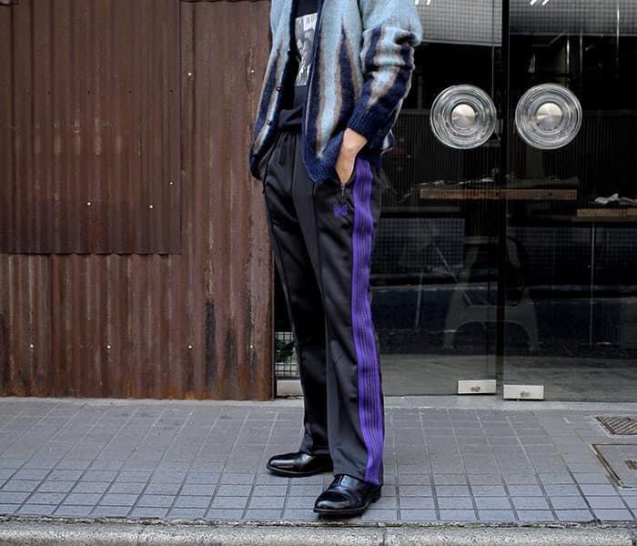 Needles BOOT-CUT TRACK PANTS POLYESTER SMOOTH 黑紫