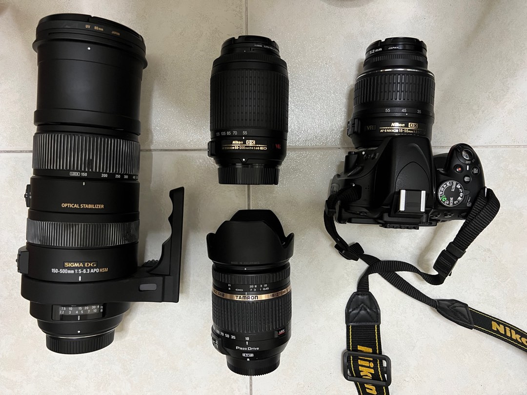Nikon D5100 with 4 lens and 1 DIGICABI, Photography, Lens & Kits on