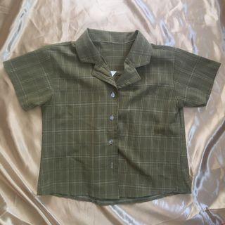 Olive Green Plaid Button Up