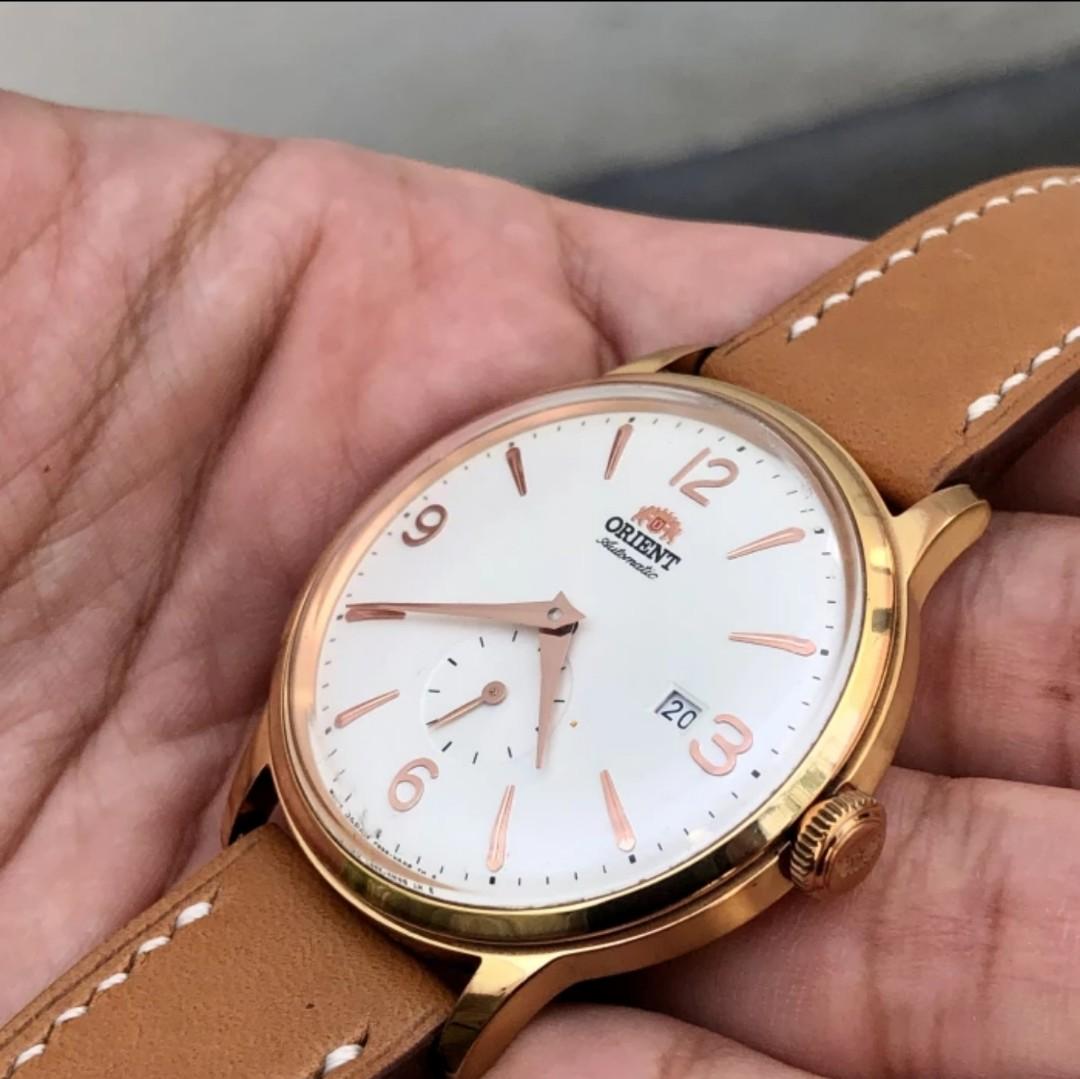 Orient bambino small 2025 seconds rose gold