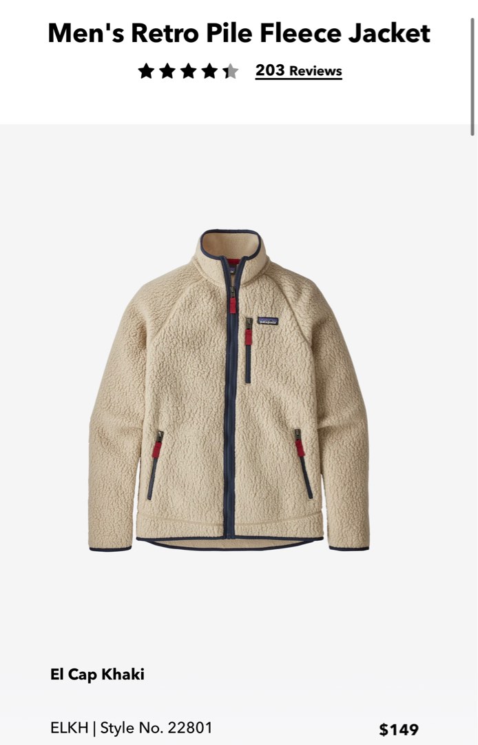 Patagonia Retro Pile Fleece Jacket size 