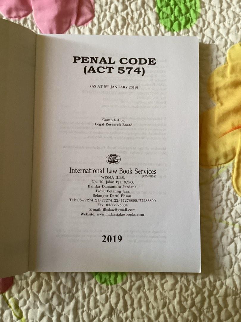 Penal Code (Category: Textbooks) located in Kota Samarahan. Submitted by prelovedbynassy (Listing ID 1186860693, Image 2). Description: .