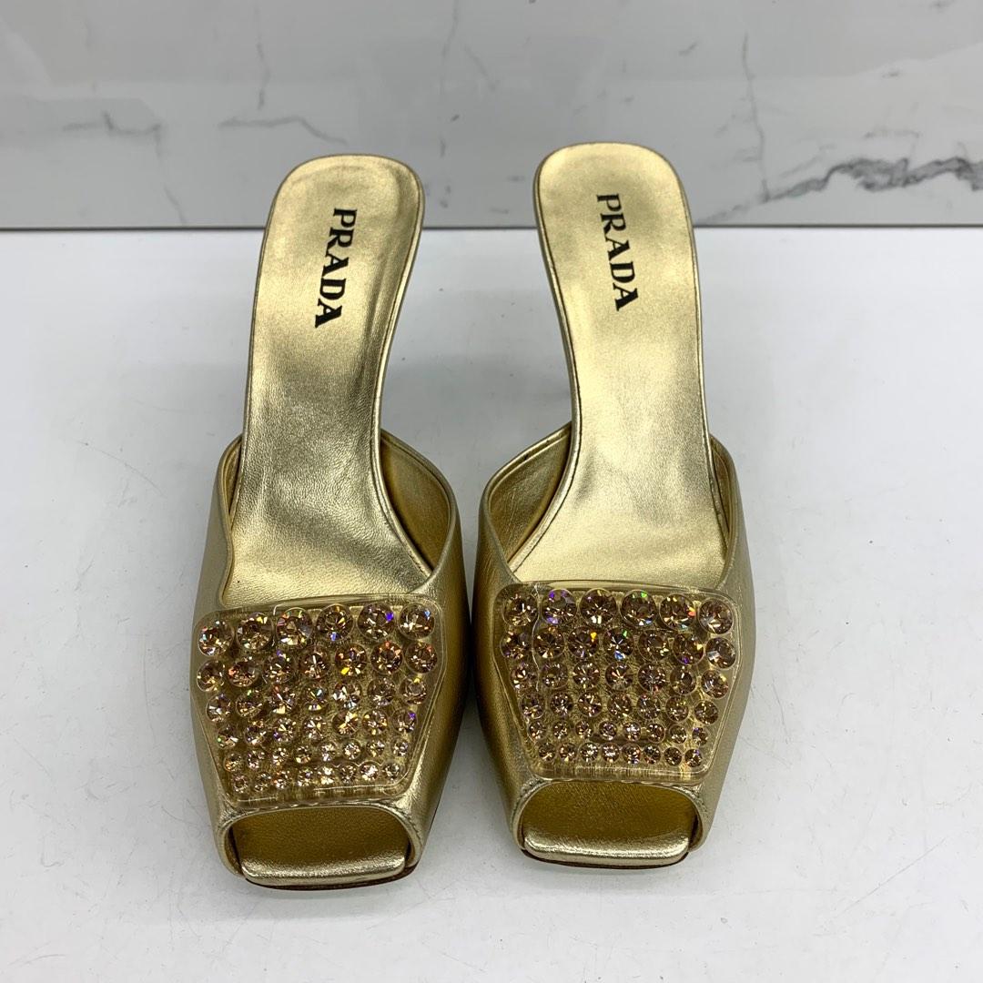 Gold online rhinestone pumps