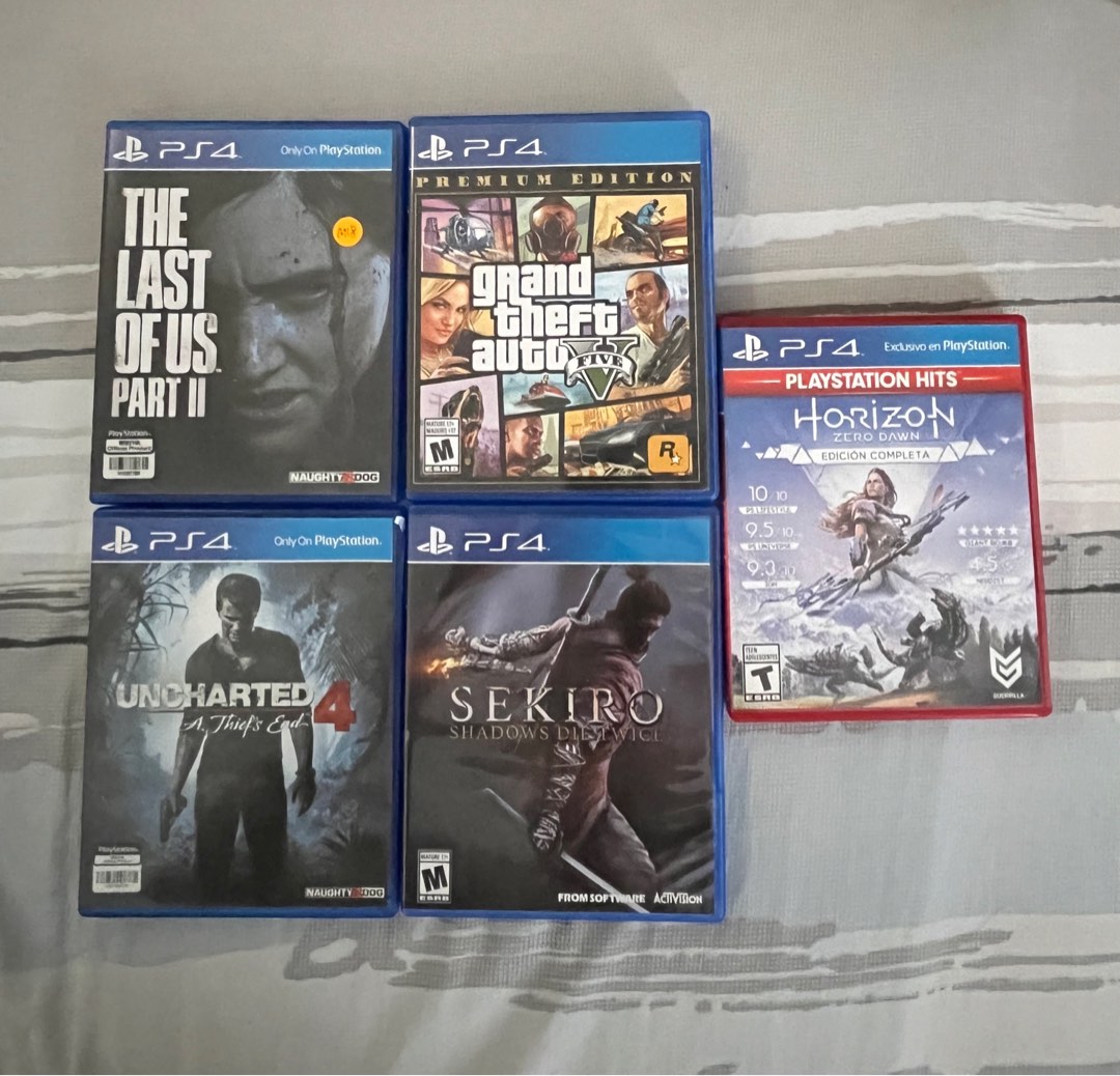 PS4 games The Last of Us 2, GTA 5 Premium, Unchartered 4, Sekiro