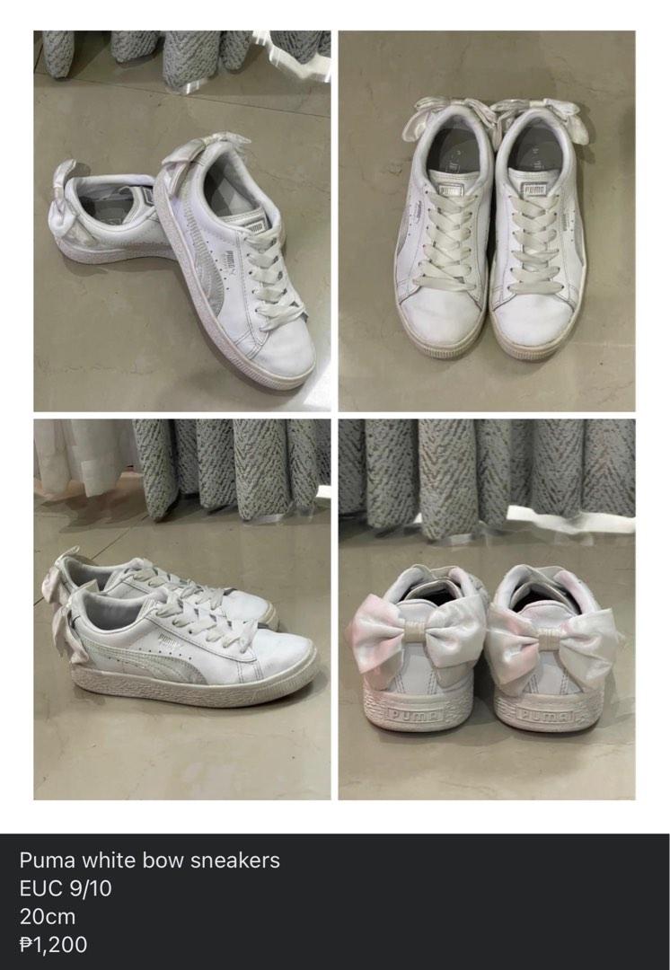 Puma white bow sneakers (Category: Babies & Kids Fashion) located in Manila. Submitted by casperbear (Listing ID 1186911839, Image 1). Description: EUC 20cm Maganda at maputi sa personal.