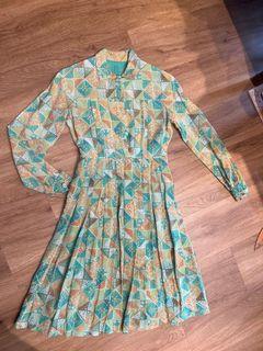 Pure shibori silk 1970s Japanese vintage shirt dress