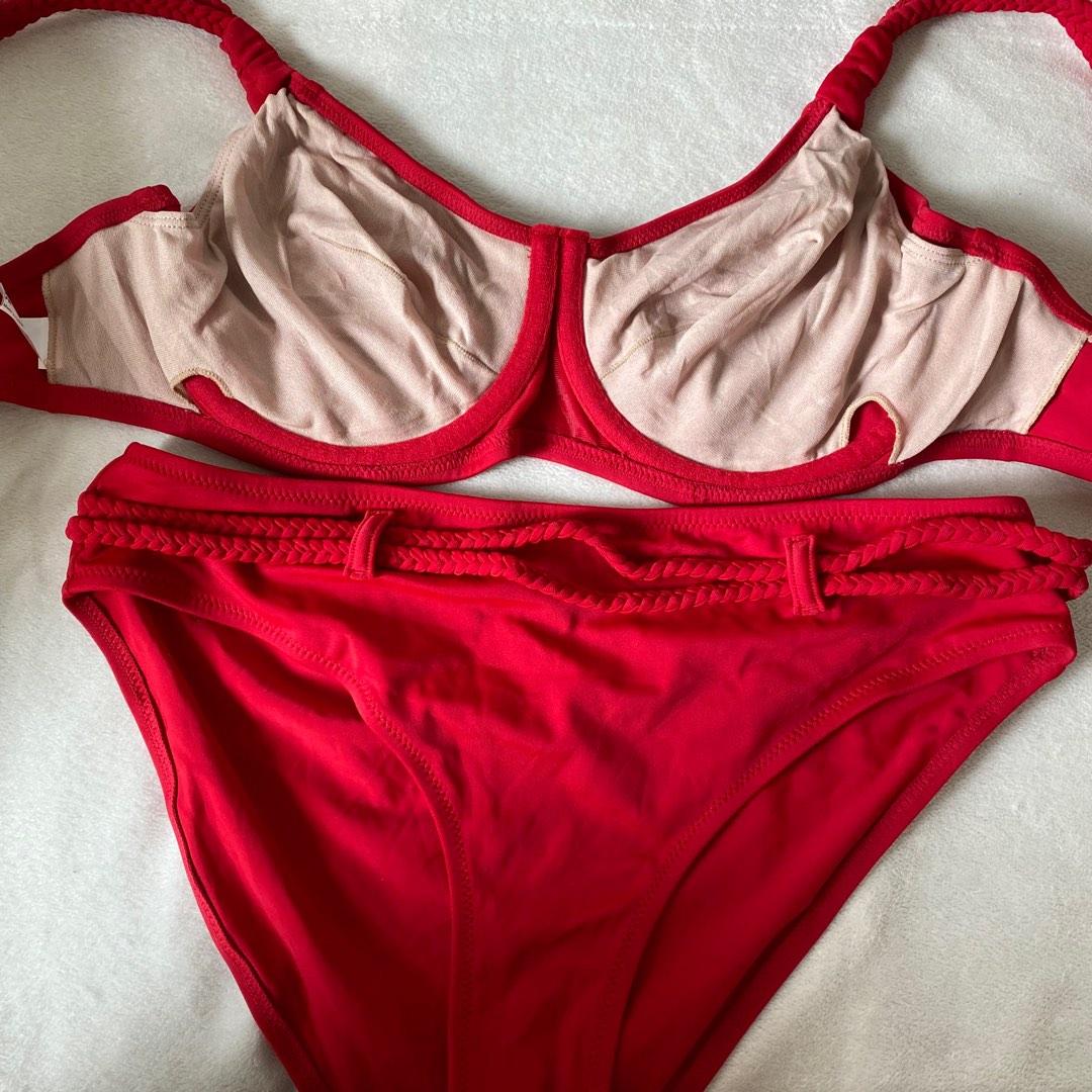 Red 40B Underwire Two Piece Swimsuit, Women's Fashion, Swimwear