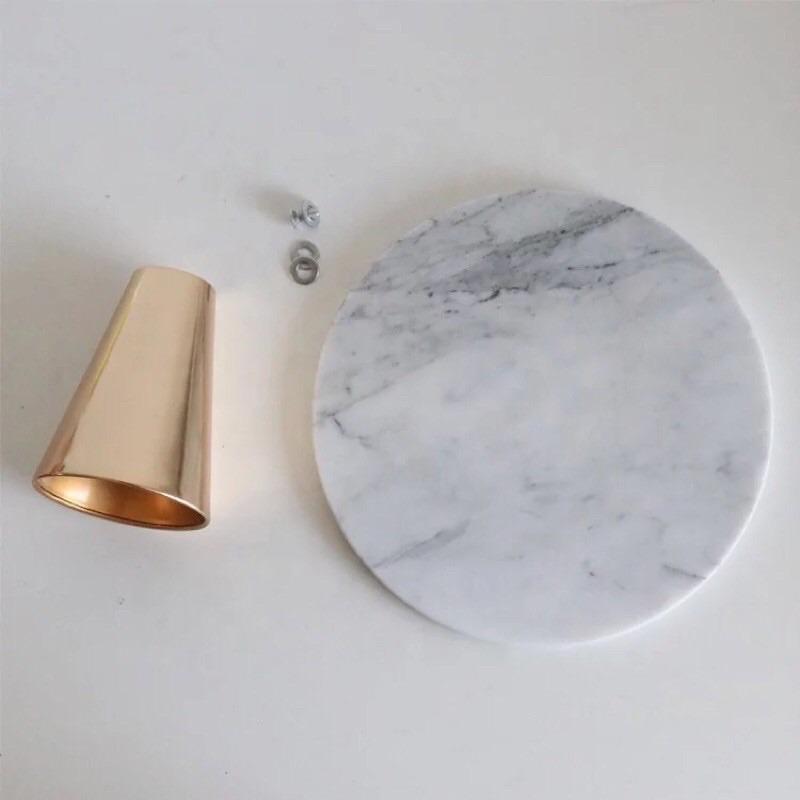 Round Marble Cake Stand with Gold Metal Base Pastry Dessert Display