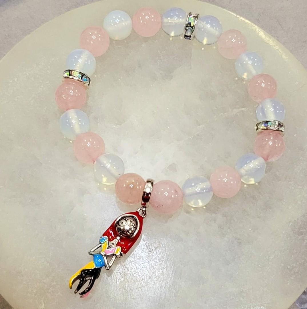 Sally (Nightmare before Christmas) charm with Rose Quartz and Opal
