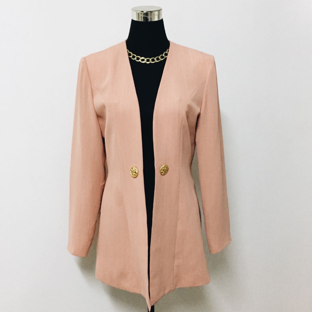 Salmon Pink Long Blazer, Women's 