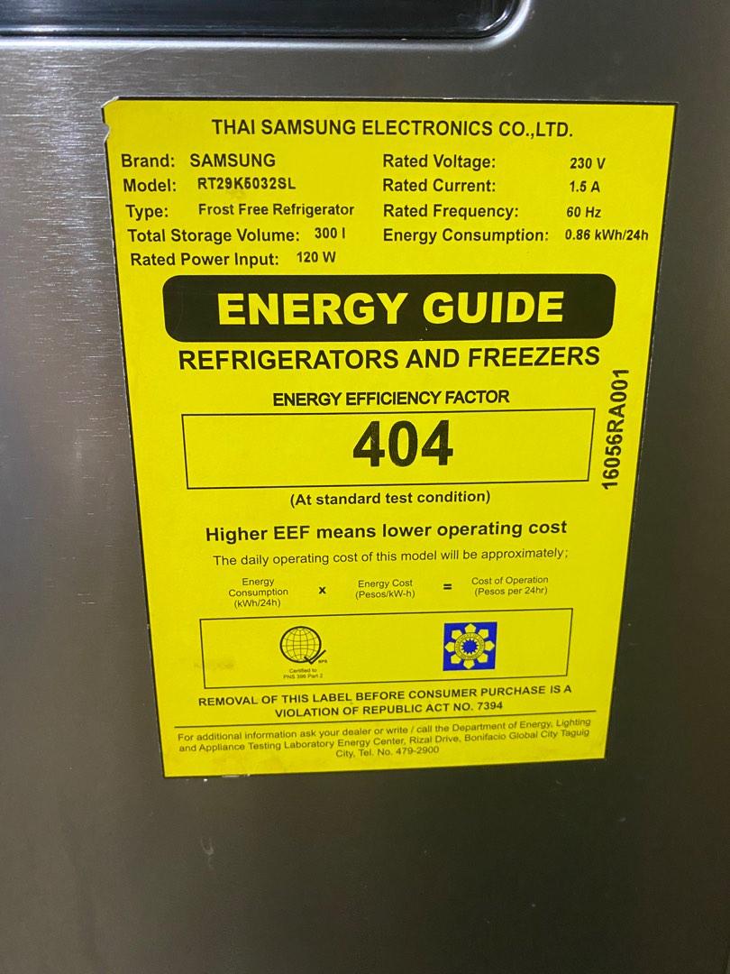 samsung inverter refrigerator power consumption in watts