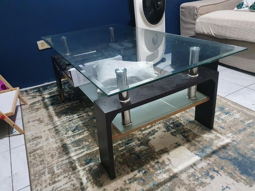 second hand glass center table, Furniture & Home Living, Furniture