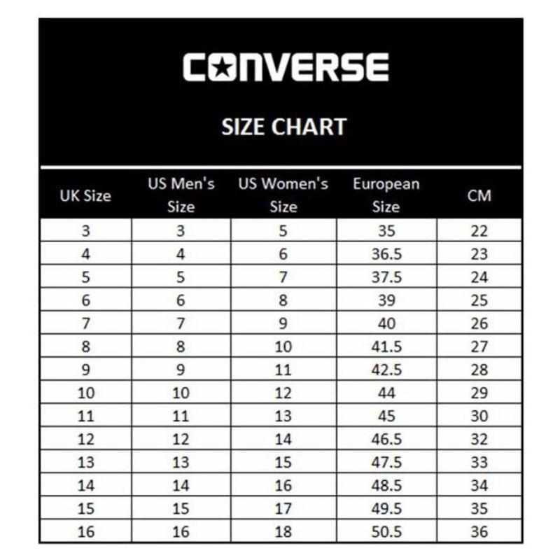 Size chart store sepatu converse original