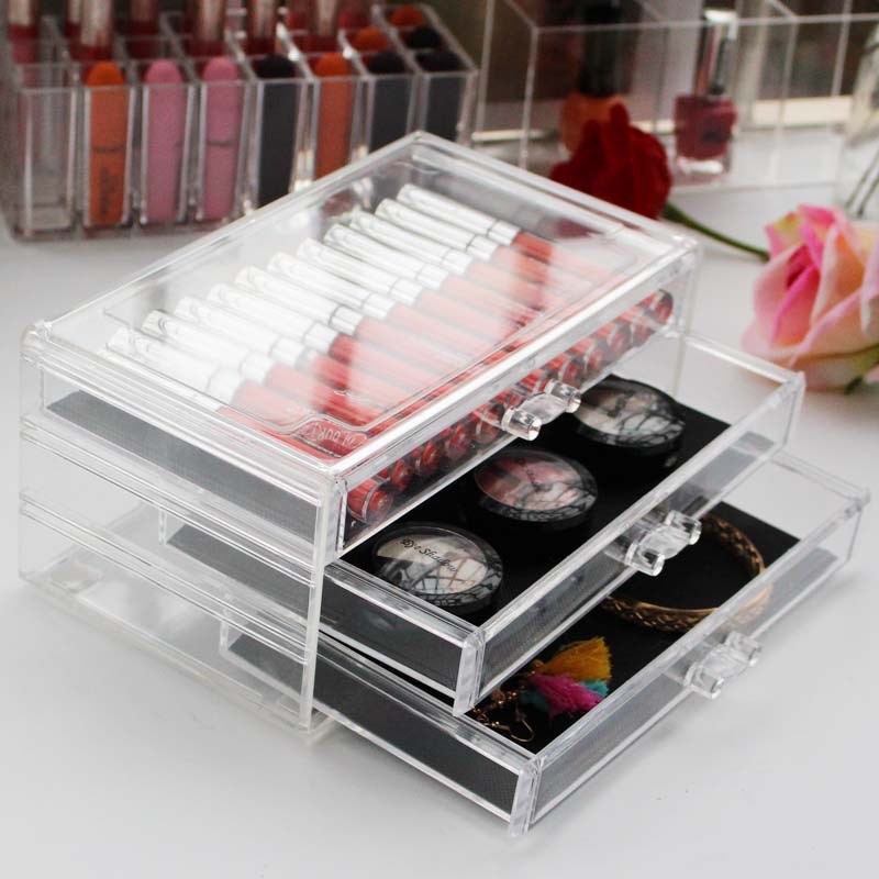 Stackable Thick Type 3 Drawer Acrylic Multifunction Beauty Makeup and ...