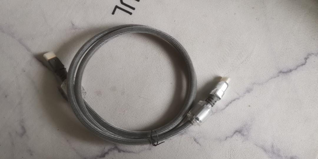 Techlink HDMI Cable (Category: TV Parts & Accessories) located in Singapore. Submitted by kennethtttt (Listing ID 1186869643, Image 1). Description: 1.5m, Silver blended, made in UK.