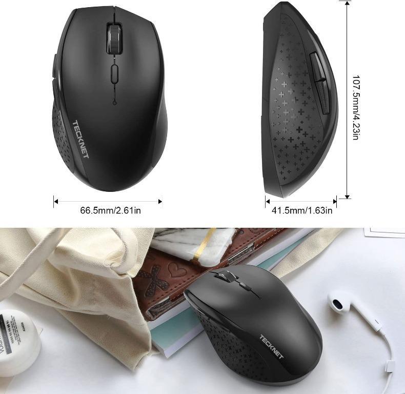 TECKNET Wireless Mouse for Laptop, 2.4G Ergonomic Computer Mouse, 6 Level  3200 DPI, 30 Months Battery, Ergo Grips, 6 Buttons Cordless Mouse, Portable  Optical USB Mouse for PC Windows Mac Chromebook, Computers
