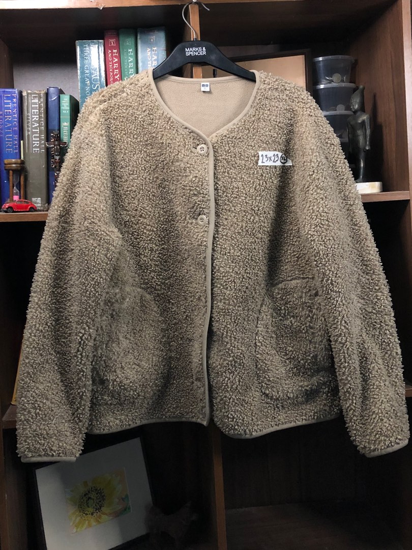 Uniqlo fleece collarless jacket deals
