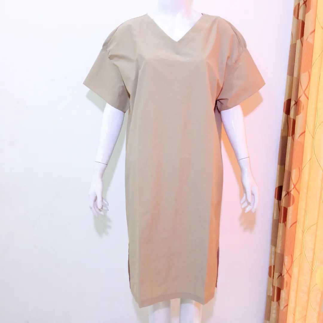 V NECK MIDI DRESS CREAM KATUN KOREAN THRIFT, Women's Fashion, Women's