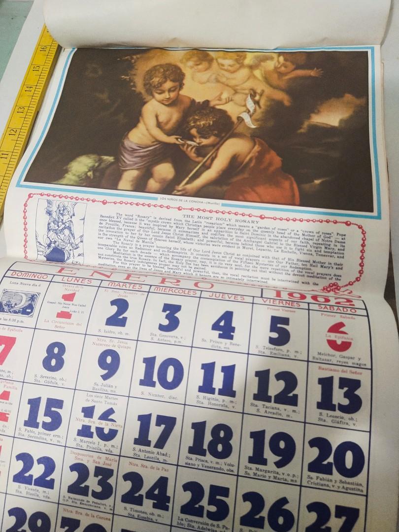 vintage "Holy Rosary Calendar" from 1962/Philippines/very rare